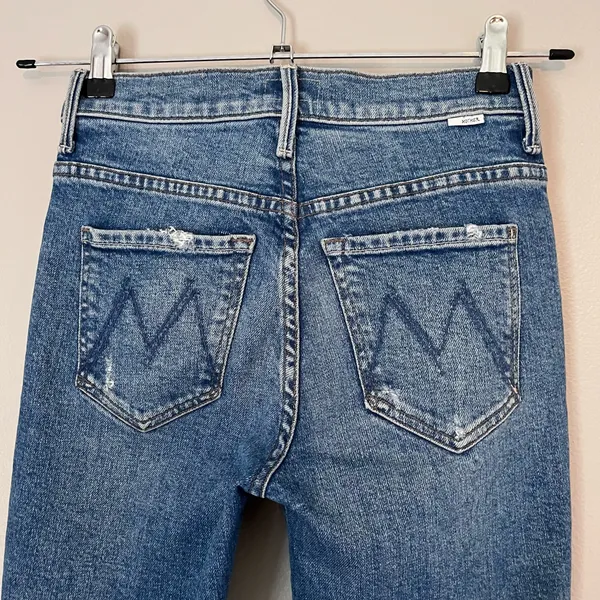 MOTHER The Insider Ankle High Rise Bootcut Distressed Jeans Bloom and Doom 24 - Image 9