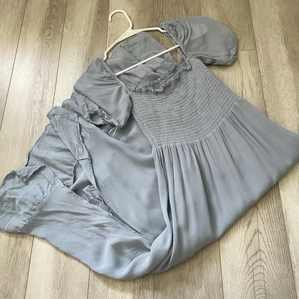 Reformation Midi Dress smocked meadow short sleeve womens Blue (xsmall) party - Image 7