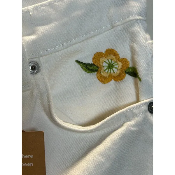 Reformation Jeans Pants Women 26 White Floral Embroidered Straight Leg New Denim - Image 5