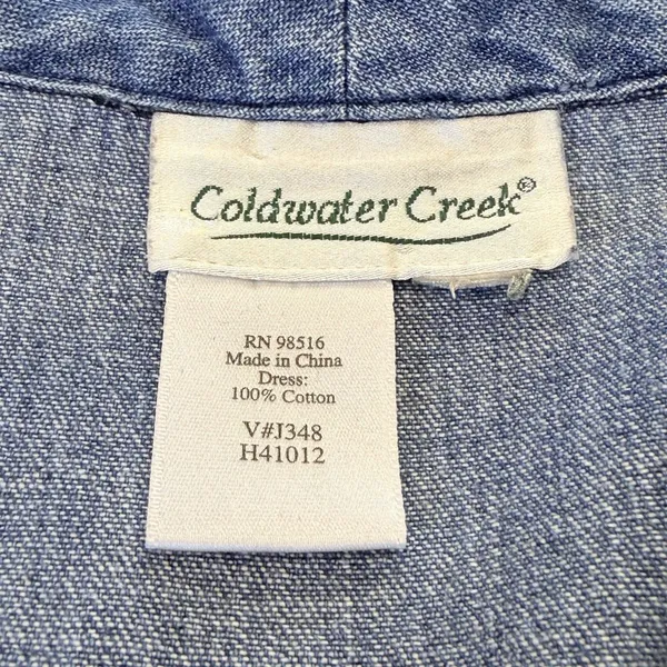 Vintage Coldwater Creek Womens Modest Country Denim Maxi Dress Size M Cotton - Image 5