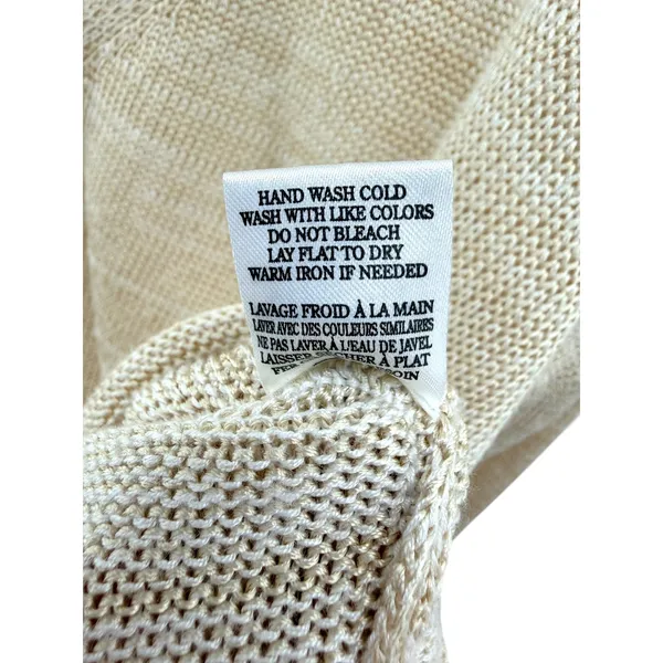 Z Supply Womens Beige Space Dye‎ Open Knit V-Neck Button Cardigan Lightweight L - Image 4