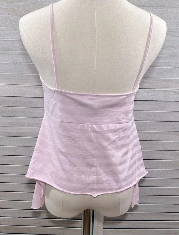 DKNY (City) Cami Top Shark Bite Hem Pink Stripes-Large - Image 2