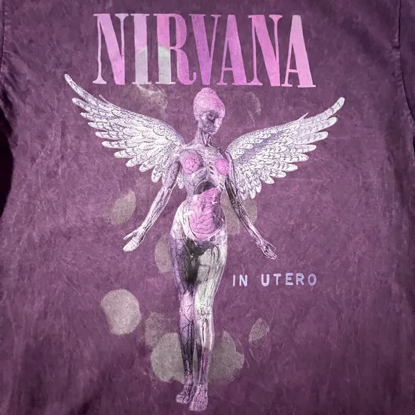 Nirvana T-Shirt Women M Purple In‎ Utero Live 93 Tour Graphic Mineral Wash Tee - Image 3