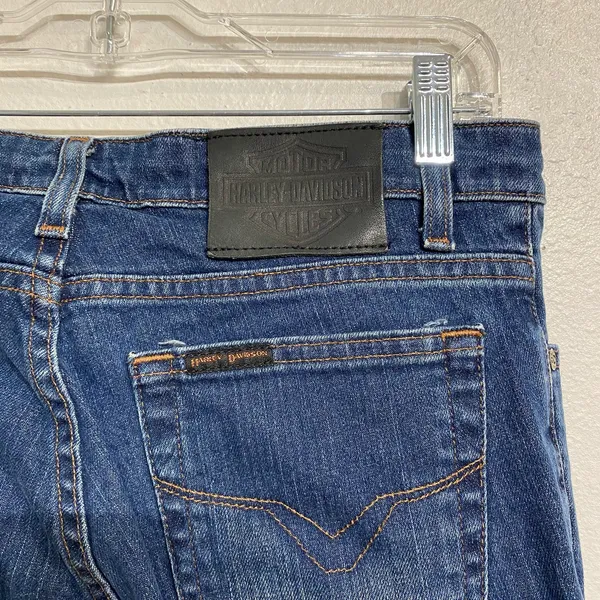 Harley Davidson Blue Straight Leg Jeans Mid Rise Denim Sz 8 - Image 9