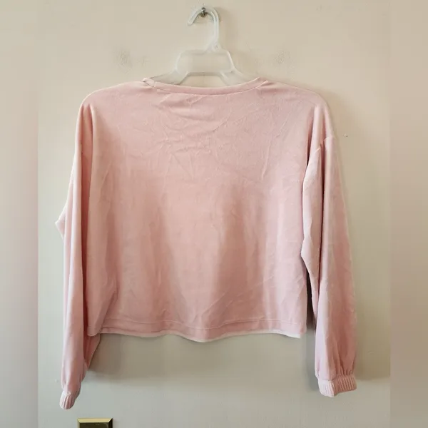 Old navy fleece pink cropped sweatshirt size womens medium - Image 2