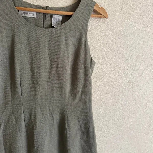 Vintage Sage Green Liz Claiborne Collection Structured Sheath Dress Sizw 2 - Image 2