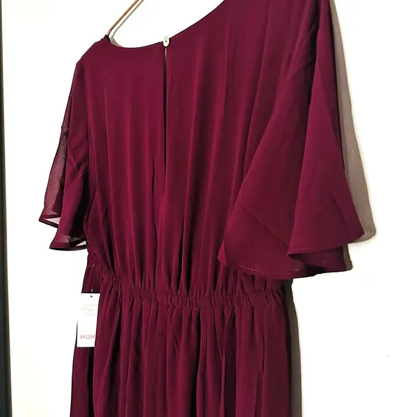 NWT Show Me Your Mumu Emily Empire Merlot Chiffon Maxi Dress Large - Image 9
