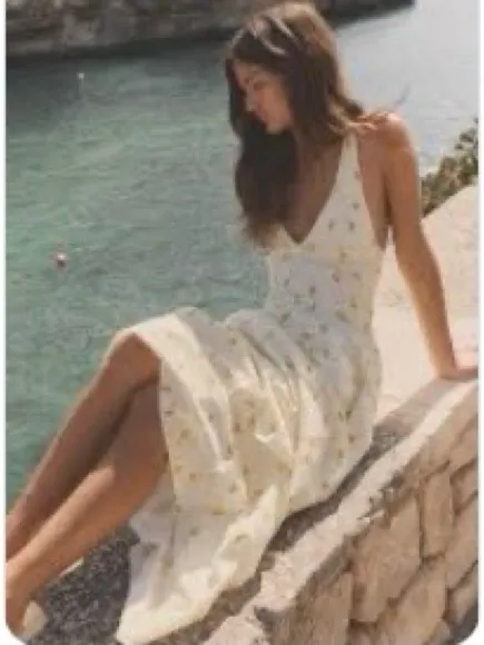 ZARA Lemon Print Halter Midi Dress Cream Yellow NWT Size M - Image 14