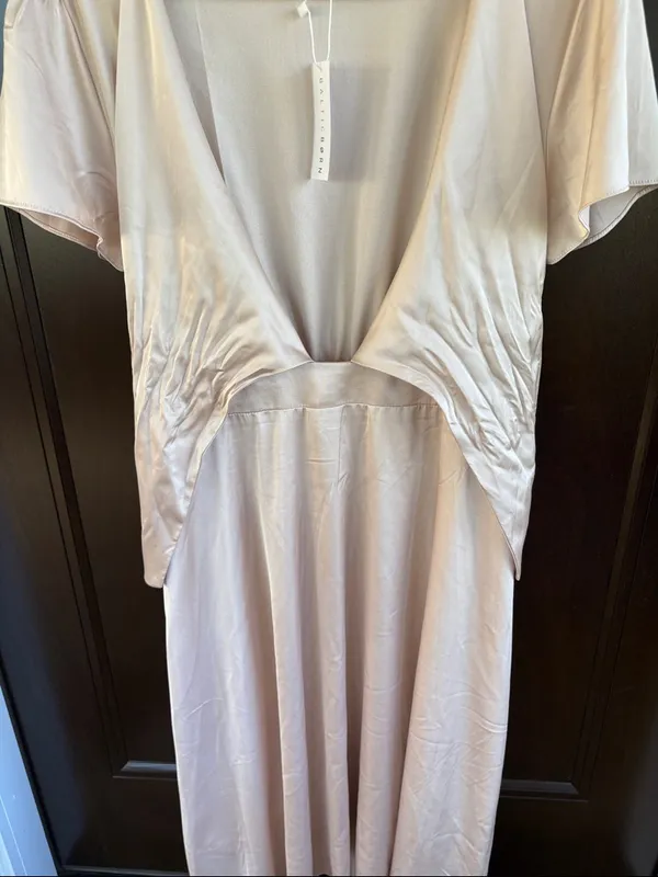 NWT Baltic Born Poppy Satin Midi Dress Champagne Size Large - Image 5