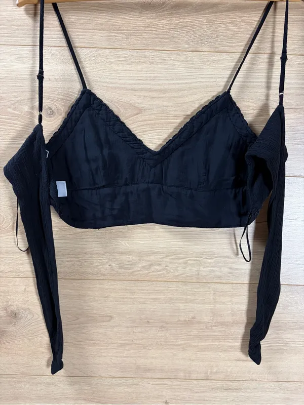 Aeropostale Black Lace Cropped Brami Top -Small - Image 3