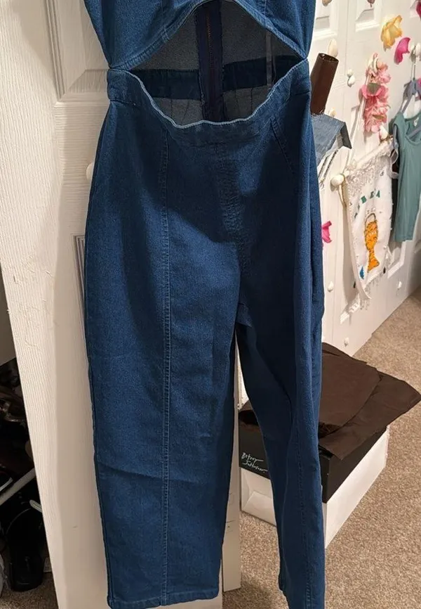 Blue Denim One Piece with mid section cut - Image 2