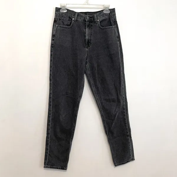 AMERICAN EAGLE AE Mom Jean Black Wash High Waisted High Rise Cropped Crop Ankle - Image 4