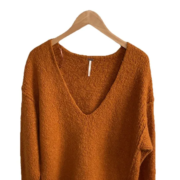 Free People Burnt Orange Alpaca Oversized Fuzzy Knit Sweater‎ Size Medium Women - Image 5