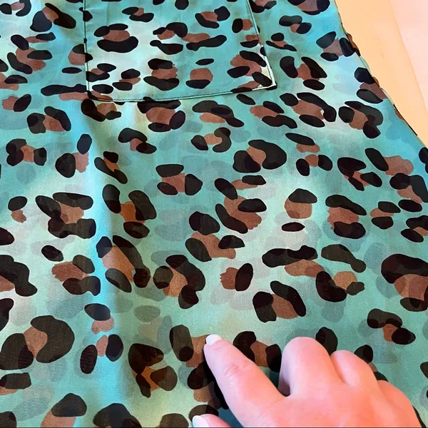 Show Me Your MuMu Womens Size Small Teal‎ Leopard Cheetah Short Sleeve Top Sheer - Image 6