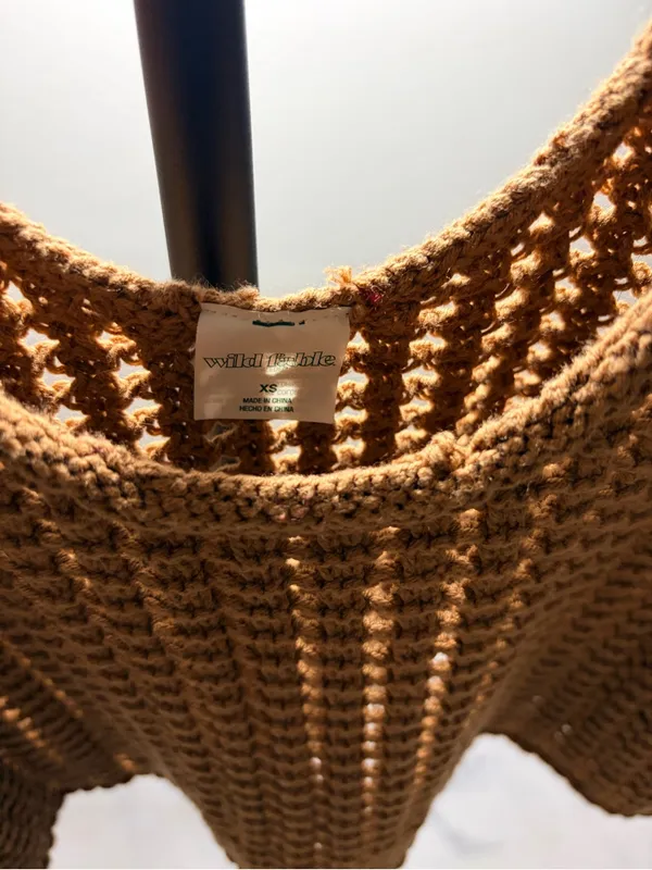 wild fable Brown Crochet Scoop Neck Crop Top - Image 3
