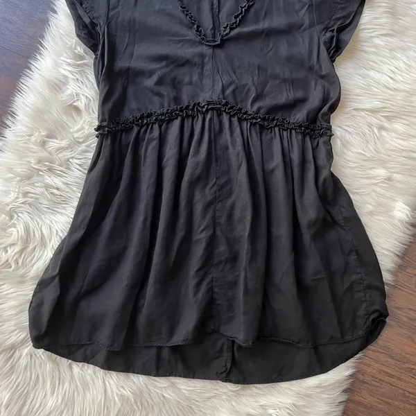 Black Ruffle Trim Loose Dress - Image 6
