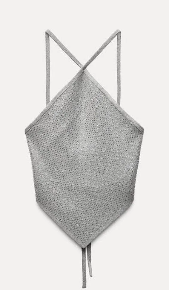 ZARA Open Back Sparkly Crop Top - Image 3