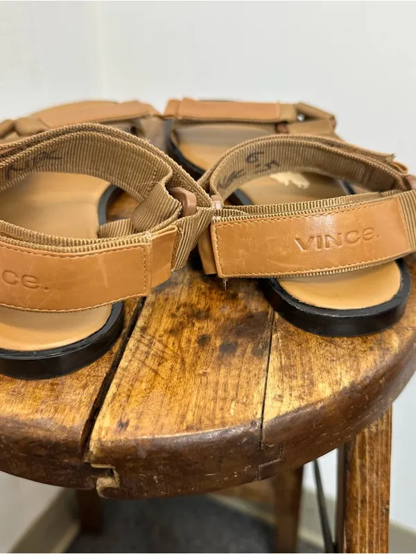 Vince Women's 6.5 Tan Strappy Leather Sport Sandals - Image 4