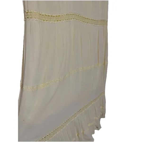 POL Maxi Dress Size Large Butter Yellow Tiered Lace Boho Peasant - Image 7