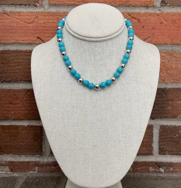 Saguaro Cactus & Turquoise Pendant Necklace Set with Faux Leather - Image 4