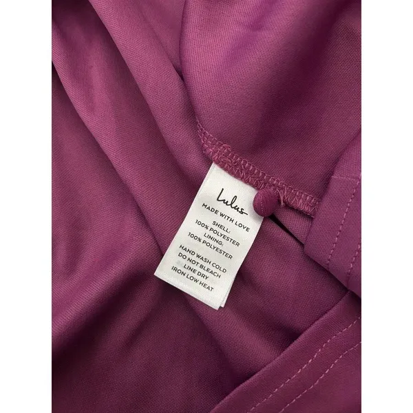 Lulus New Purple Magenta Metallic Sheer Long Sleeve Mini Dress Size Medium Party - Image 8