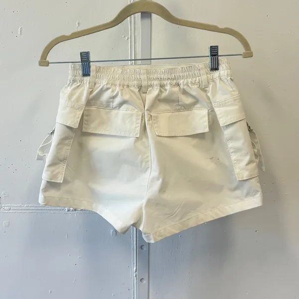 Love Tree Cargo Shorts High Rise Elastic Waist Utility Shorts Size Small White - Image 2