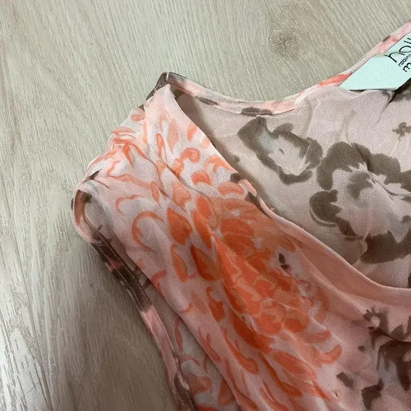 Holly Maternity Sheer Silk Floral Print‎ Peach Maxi Dress Maternity Cottagecore - Image 5