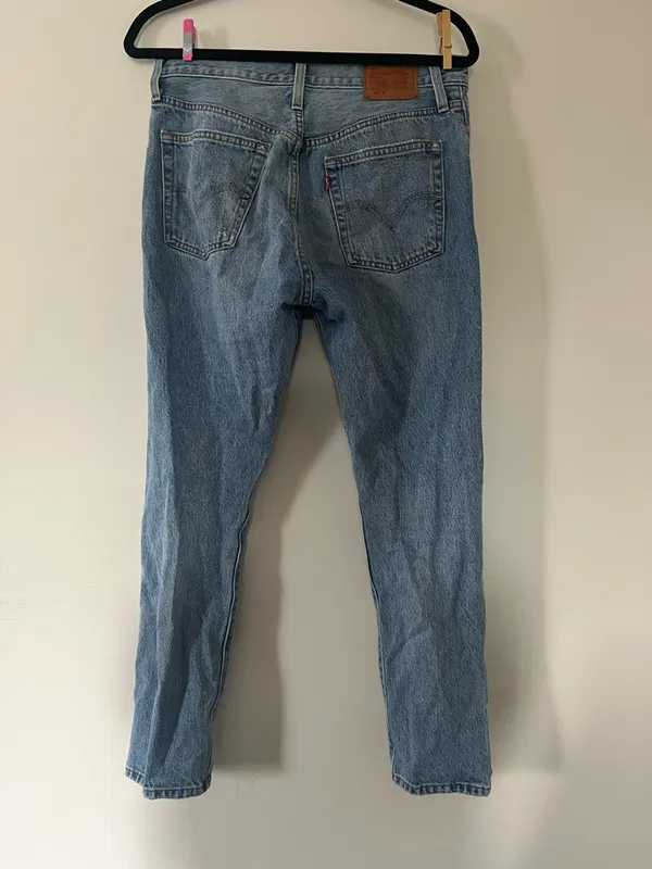 Levi's 501 Straight Jeans 27 Distressed Light Wash Button Fly Minimalist Capsule - Image 6