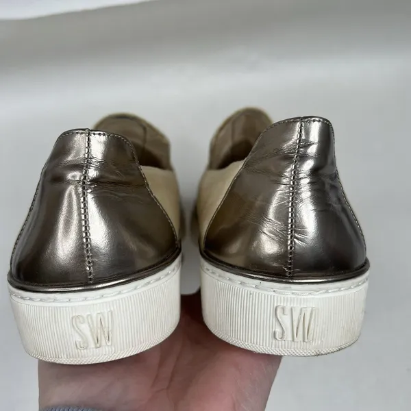 Stuart Weitzman Sz 9 The Boyband Gold Gilt Pane Velvet Slip Sneaker Shoe Women's - Image 11