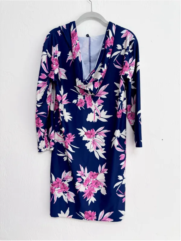 Women's Nautica Floral Swim Coverup Dress, Size L, Blue and Pink - Image 2