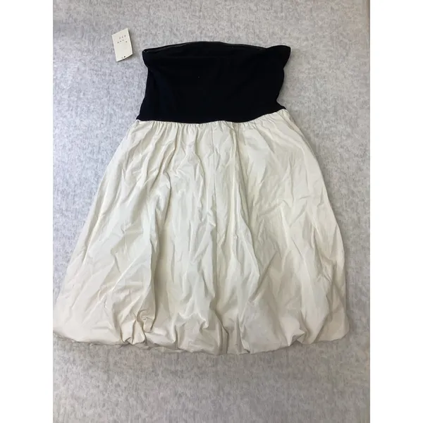 A New Day Womens Strapless Bubble Hem Mini‎ Dress Black Cream Small NEW - Image 5