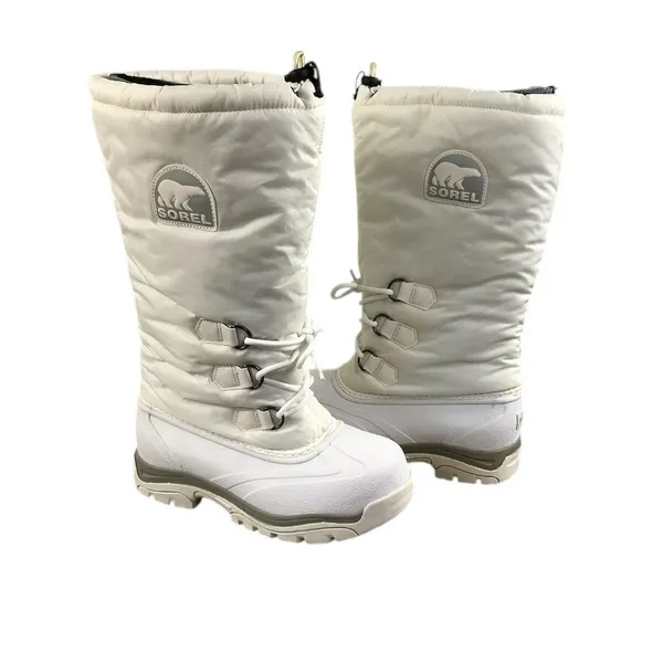 SOREL Snowlion Insulated Knee High Winter Boots Sz 9 White Cozy Stylish Durable - Image 5