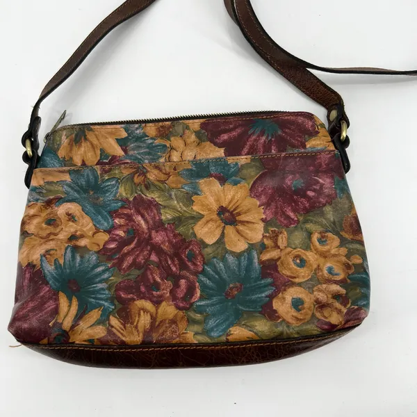 Patricia Nash Avellino Fresco Bouquet floral Italian Leather Crossbody Bag retro - Image 8