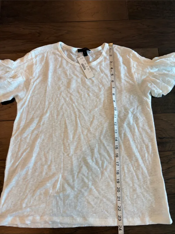 New With Tags JCrew Linen Flutter Sleeve Tee Sz M - Image 5
