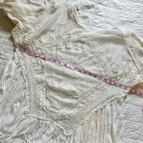 Free People Layered In Lace Swing Dress Tunic Ivory White Small - Image 7