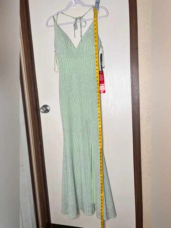 Trixxi Sparkling Mint Green Party Dress with Bead Detail - Image 3