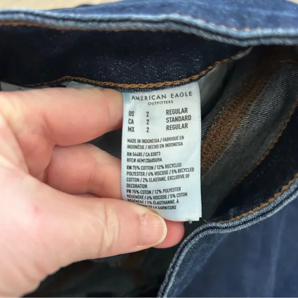American Eagle Mid Rise Next Level Stretch Double Button Dark Wash Denim Flare 2 - Image 7