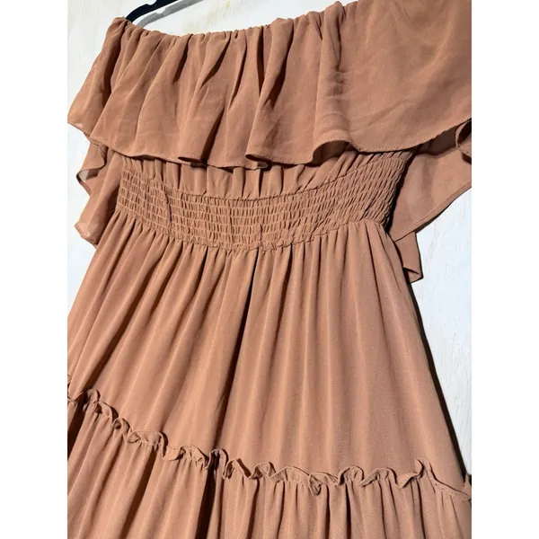 Lulus Chance‎ For Us Light Brown Off-the-Shoulder Ruffled Maxi Dress XL - Image 9