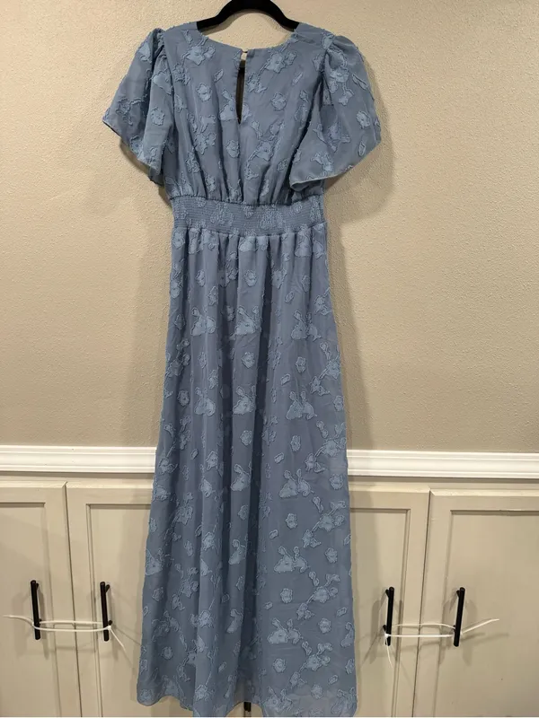 Baltic Born Smocked Waist Blue Floral Maxi Dress - Image 7