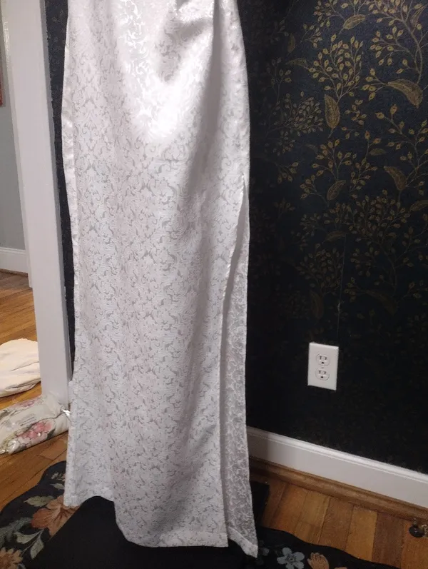 Fate White Strapless Satin Brocade Dress - Image 3