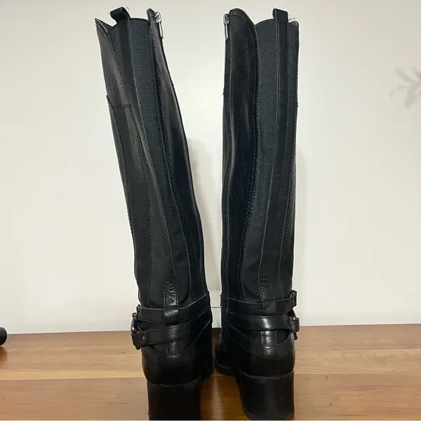 Marc Fisher Knee High Riding Boots Womens 9 M‎ Pebbled Black Leather Equestrian - Image 7