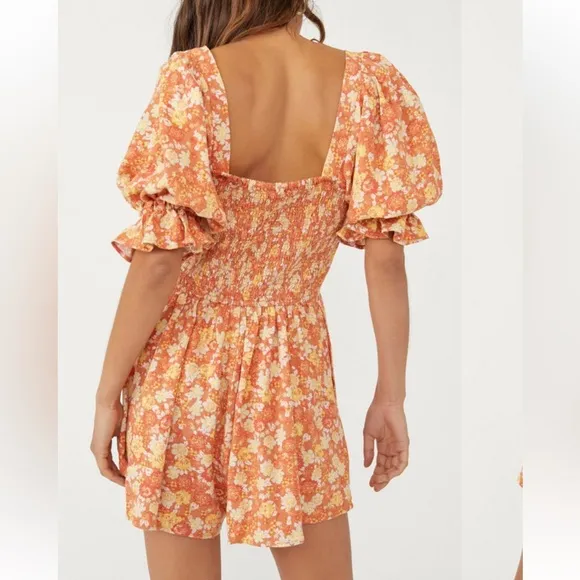 FREE PEOPLE Show‎ Me Love Romper in Orange size XS - Image 3