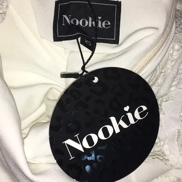 Nookie Lady Lace Long Sleeve White Midi Dress Formal Bodycon Sexy Night NWT v6x - Image 3