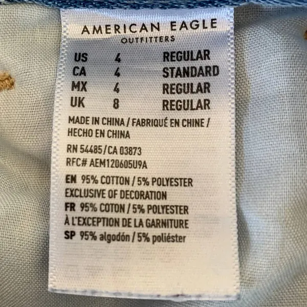 5/$25 American Eagle Distressed Raw Hem Straight Jeans Light Wash‎ - Image 7