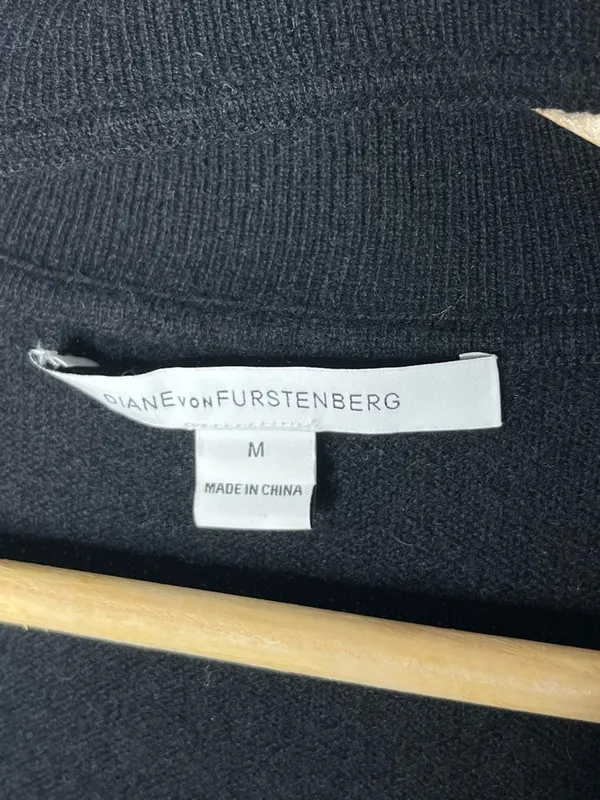 Diane Von Furstenberg Black Wool Cashmere Gracey Turtleneck Cutout Sweater - Image 5