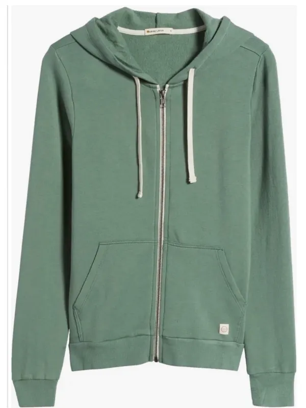 Marine Layer Afternoon Full Zipper Hoodie Jacket Sage Green Size Small - Image 3