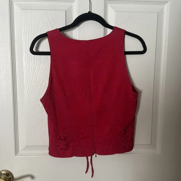 Vintage Alberto Makali Deep Red Tank Top size 8 snakeskin - Image 4