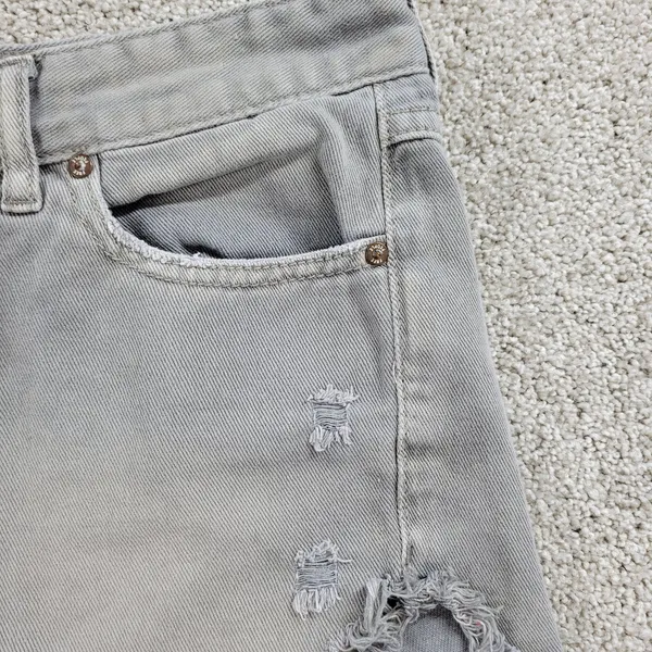 Free People Womens Cut Off Jean Shorts 26 Blue Distressed‎ Denim Button Fly - Image 5