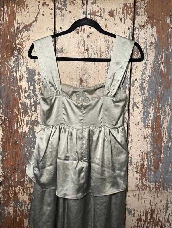 WeWoreWhat Corset High Low Maxi dress Fog Green size 4 - Image 8