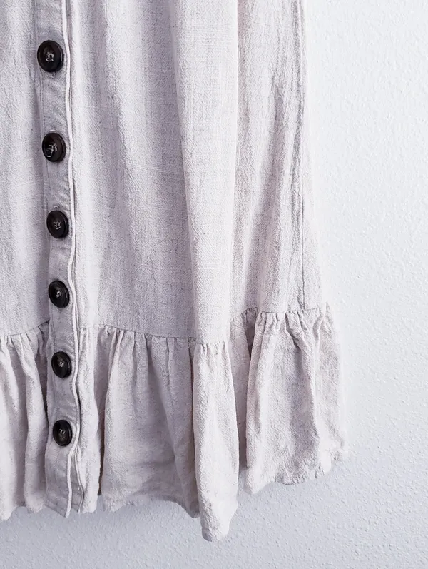 Olivaceous Button Down Ruffle Mini Bohemian Dress - Image 5